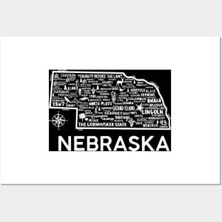 Nebraska Map Posters and Art